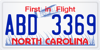 NC license plate ABD3369
