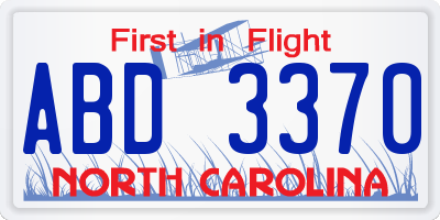 NC license plate ABD3370