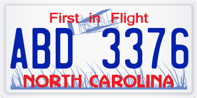 NC license plate ABD3376