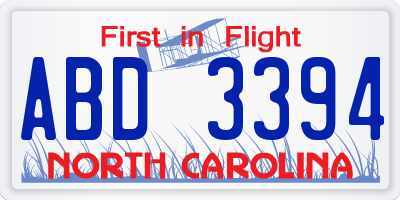 NC license plate ABD3394