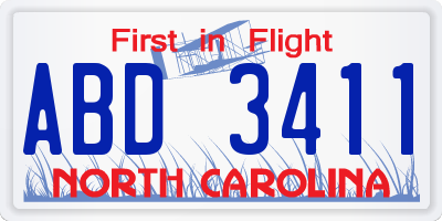 NC license plate ABD3411