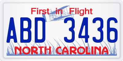 NC license plate ABD3436