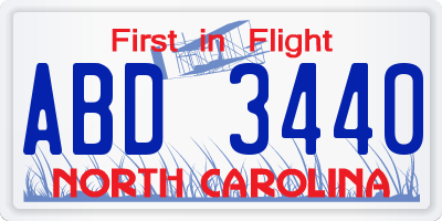 NC license plate ABD3440