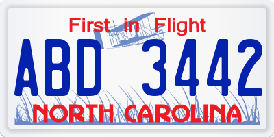 NC license plate ABD3442