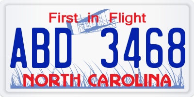 NC license plate ABD3468