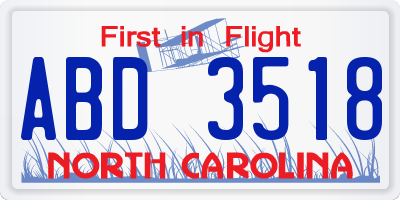 NC license plate ABD3518