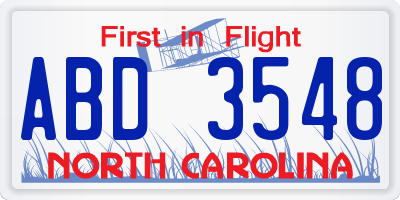 NC license plate ABD3548