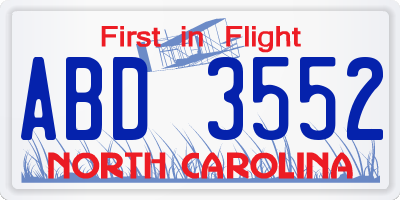 NC license plate ABD3552