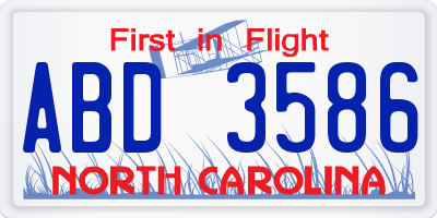 NC license plate ABD3586