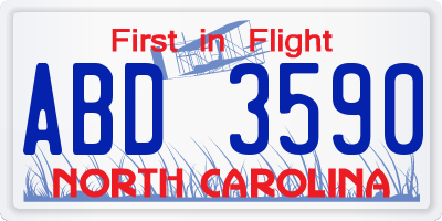 NC license plate ABD3590