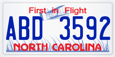 NC license plate ABD3592
