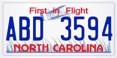 NC license plate ABD3594