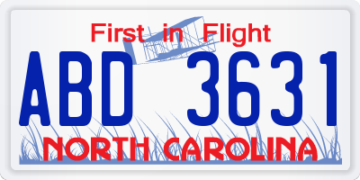 NC license plate ABD3631