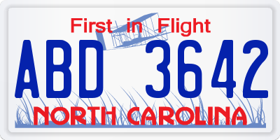 NC license plate ABD3642
