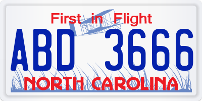 NC license plate ABD3666
