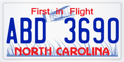 NC license plate ABD3690