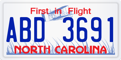 NC license plate ABD3691