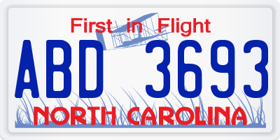 NC license plate ABD3693
