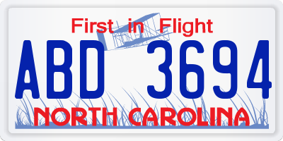 NC license plate ABD3694