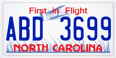 NC license plate ABD3699
