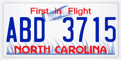 NC license plate ABD3715