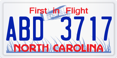NC license plate ABD3717