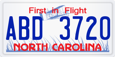 NC license plate ABD3720