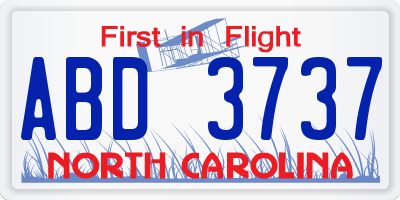 NC license plate ABD3737