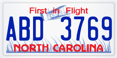 NC license plate ABD3769