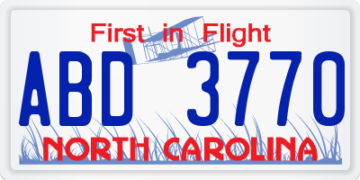 NC license plate ABD3770