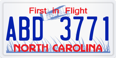 NC license plate ABD3771