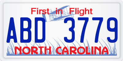 NC license plate ABD3779