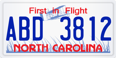NC license plate ABD3812