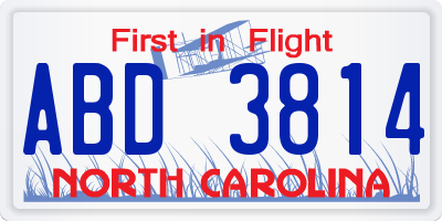 NC license plate ABD3814