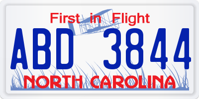 NC license plate ABD3844