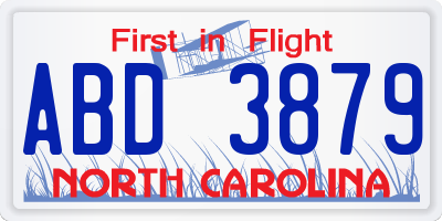 NC license plate ABD3879