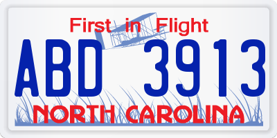 NC license plate ABD3913