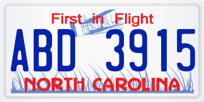 NC license plate ABD3915