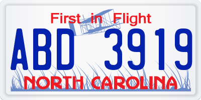 NC license plate ABD3919
