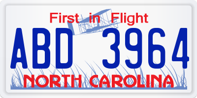 NC license plate ABD3964