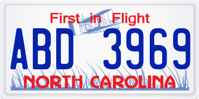 NC license plate ABD3969