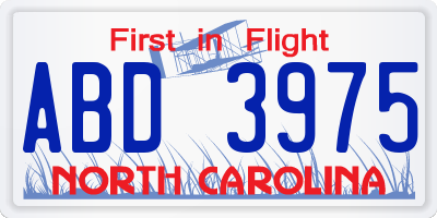 NC license plate ABD3975