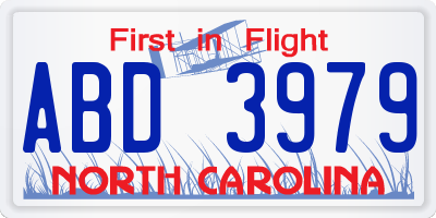 NC license plate ABD3979