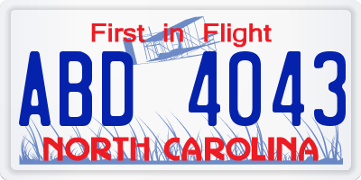 NC license plate ABD4043