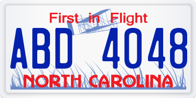 NC license plate ABD4048