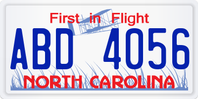 NC license plate ABD4056