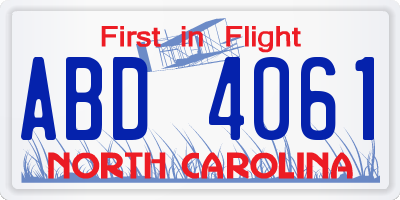 NC license plate ABD4061