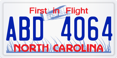 NC license plate ABD4064