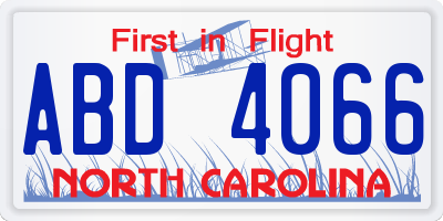 NC license plate ABD4066
