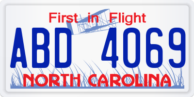NC license plate ABD4069